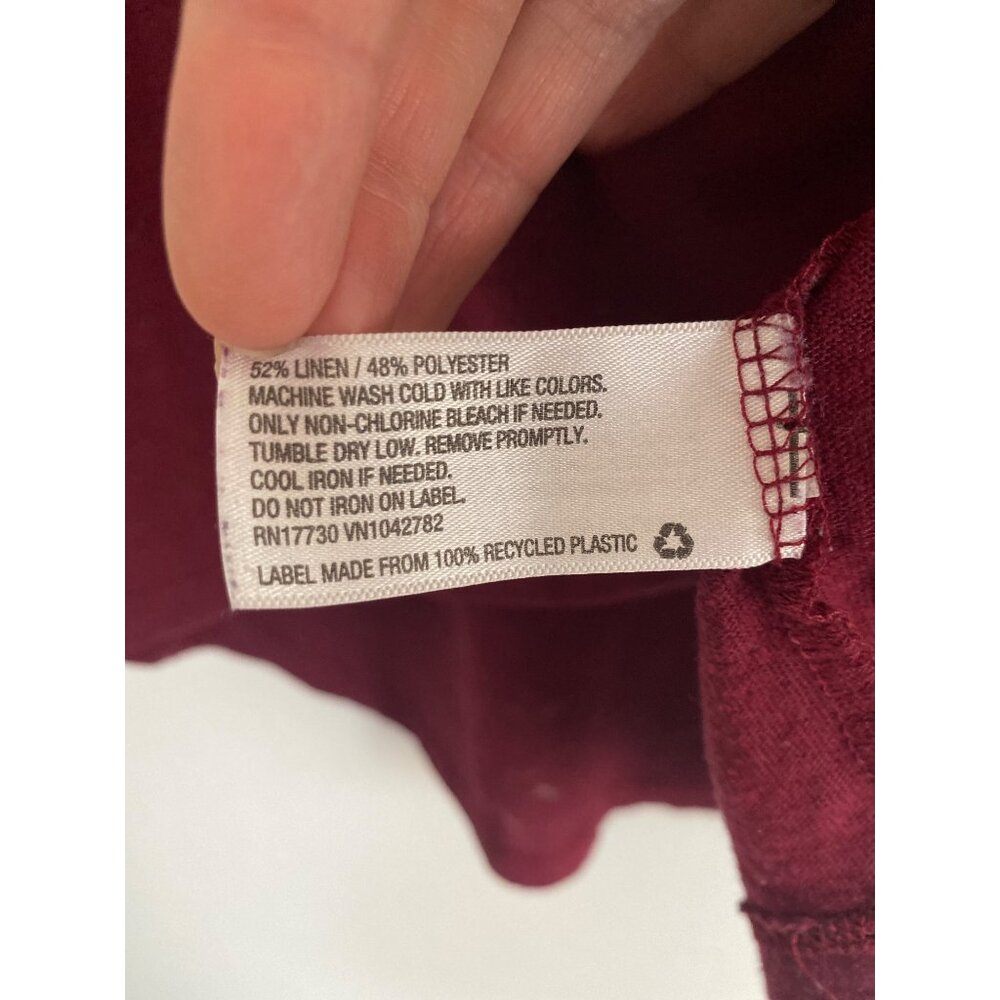 A New Day Linen Blend Burgundy Ruffle-Sleeve Women's Top Size M - Picture 5 of 5